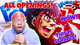 BLIND REACTION! FIRST TIME REACTING TO ALL HAJIME NO IPPO OPENINGS REACTION