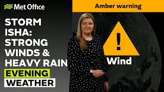 21/01/24 – Very strong winds and heavy rain – Evening Weather Forecast UK – Met Office Weather