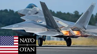 USAF, NATO. Powerful F-22 Raptor stealth fighters in Germany.