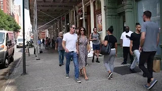 Cindy Crawford holds on to Rande Gerber when taking a stroll in SOHO NYC