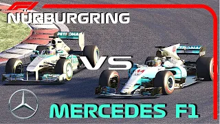 Mercedes F1 2017 W08 vs Mercedes F1 2013 W04 (V6 Turbo Hybrid vs V8 Aspirated). Who is the Faster?