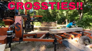 Another day another BREAKDOWN!! Sawing out CROSS TIES on the Woodmizer LT40 Wide!