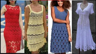 Amazing stylish crochet handknit short midi dress 👗/Crochet saktter pattern designs for women