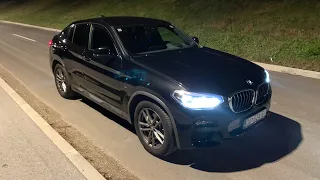 New BMW X4 (2021) - ADAPTIVE LED lights demonstration & test (M Sport xDrive 20d night drive)