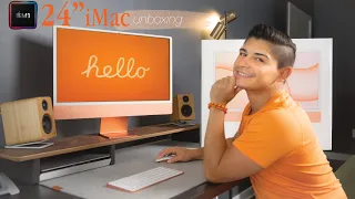 The NEW 24" iMac (Orange 2021) UNBOXING and SETUP - FIRST IMPRESSIONS