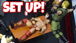 Classic WWE action figure set up