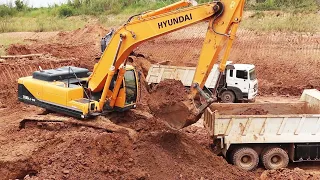 Hyundai330 LC-9s Excavator Loading Trucks And  incredible Operator excavator loading Dump Truck