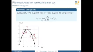 Механіка. Рівноприскорений прямолінійний рух (Миттєва швидкість). Відео 1 1 2 1