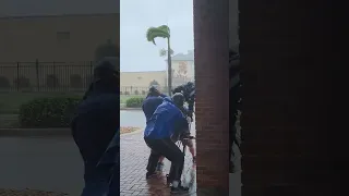 Insane Category 5 Hurricane Ian blast Weather Channels Jim Cantore with debris.