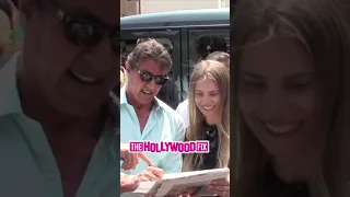 Sylvester Stallone Signs Autographs For Fans While Leaving Lunch At Caffe Roma In Beverly Hills, CA