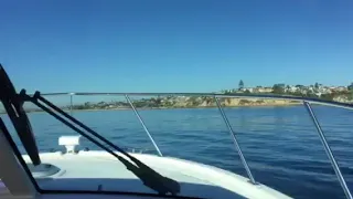 2018 31 Tiara Coronet going fast across ocean in Newport Beach, CA