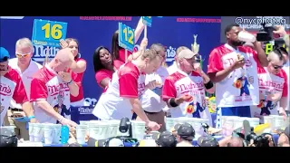 Joey Chestnut Disrupted By Protester  #July4th #Nathanshotdog