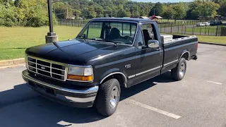 POV test drive 1996 Ford F150 regular cab long bed inline 6 with a manual transmission review pov