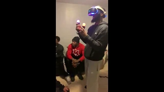 Guy playing VR Boxing knocks out Friend watching