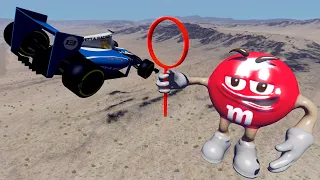 High Speed Cars Jumping Through M&M's Ring - BeamNG Drive | Mad Cars