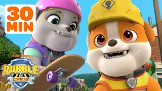 Rubble's Sports Rescues In Builder Cove! w/ Auntie Crane | 30 Minute Compilation | Rubble & Crew