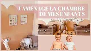 AMÉNAGEMENT DÉCORATION CHAMBRE ENFANT • Idée déco • Astuce peinture mur festonné • Chambre mixte