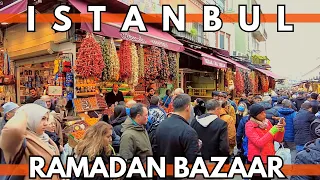 Ramadan Bazaar Istanbul Eminonu,Galata Bridge 1 April Walking Tour | 4K ULTRA HD 60FPS