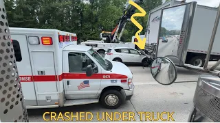 SUV stuck Under a Box Truck !! Dead Stop TRAFFIC Atlanta GA !! Crash on 285 Wrecker recovers