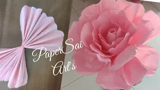 Giant Crepe paper Rose flower for room decor,Flores de papel crêpe,Handmade flower@PaperSai Art's