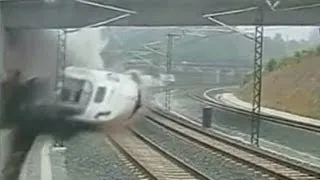 Deadly train crash caught by security cameras