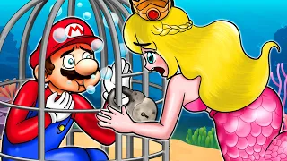 Mermaid Peach Saves Mario - Mario & Peach Love Story - Super Mario Bros Animation