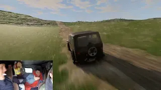 Мужики в УАЗике, но это beamNG drive.