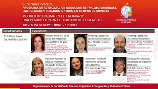 SEMINARIO VIRTUAL:  MODULO 9: TRAUMA EN EL EMBARAZO. JUEVES 24 de SEPTIEMBRE 2020