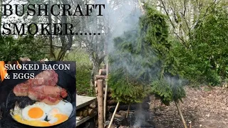Bushcraft Smoker // Smoking Bacon To Fry In My Pan.