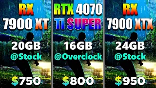 RX 7900 XT 20GB @Stock vs RTX 4070 Ti SUPER 16GB @OC vs RX 7900 XTX 24GB @Stock | 4K Gameplay Tested