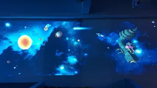 Interactive projection wall game space world solar system