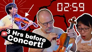 Eddies violin emergency 3 hours before the concert