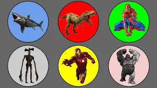 King Of Monster vs Avengers ; Megalodon, Kong, Trex, Siren Head, Spiderman vs Iron Man