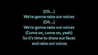 Barbie movie song: "Raise our voices" lyrics on screen