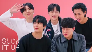 MONSTA X Reveal If They've Been In Love or Cried On Stage During This Sour Candy Challenge | Delish