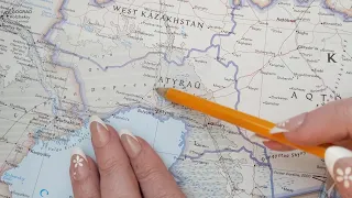 ASMR ~ Atyrau, Kazakhstan History & Geography ~ Soft Spoken Map Tracing Google Earth