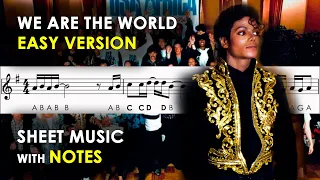 We Are the World | Sheet Music with Easy Notes for Recorder, Violin Beginners Tutorial