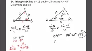 Math 20-1: Trigonometry 3: Ambiguous Case