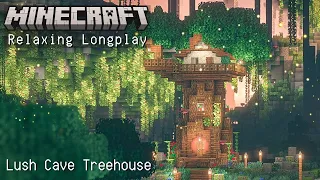 Minecraft Relaxing Longplay  - Building a Lush Cave Treehouse (No Commentary) [1.19]