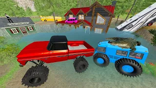 Huge Storm Traps Grandma in Flooded Home | Farming Simulator 22