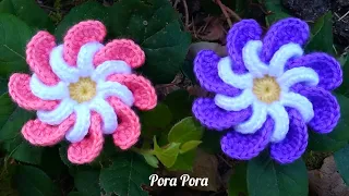 Crochet 3D Spiral Flower I Crochet Flower I Crochet 8 Petals Flower