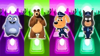 Grizzy and the Lemmings vs Masha and the Bear vs Sheriff Labrador vs Police Officer   Tiles Hop