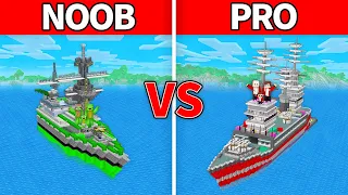 Mikey Family & JJ Family - NOOB vs PRO : Warship House Build Challenge in Minecraft (Maizen)