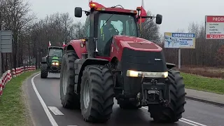 6.03.2024 strajk rolników. Przejazd kolumny ciągników przez Garwolin