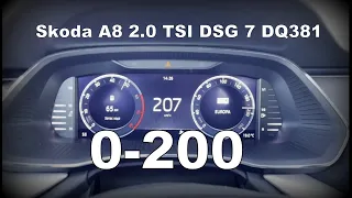 Skoda A8 2.0 TSI 0-200 km Dragy (2021)