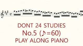 Dont Violin Etudes op.37 No.5 ♪=60 Play Along Piano Slow Practice