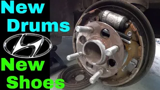 HOW TO REPLACE DRUM BRAKES| 2014 Hyundai Accent gets a New set of Brake Drums & Shoes!