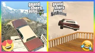 GTA 5 vs GTA San Andreas - Jumping Off Mount Chiliad