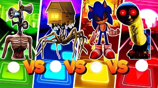 Siren Head vs Spider House Head vs Sonic the hedgehog exe vs Cursed Tomas 🌟 Tiles Hop EDM Rush