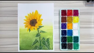 GOUACHE SUNFLOWER TUTORIAL |  EASY STEPS